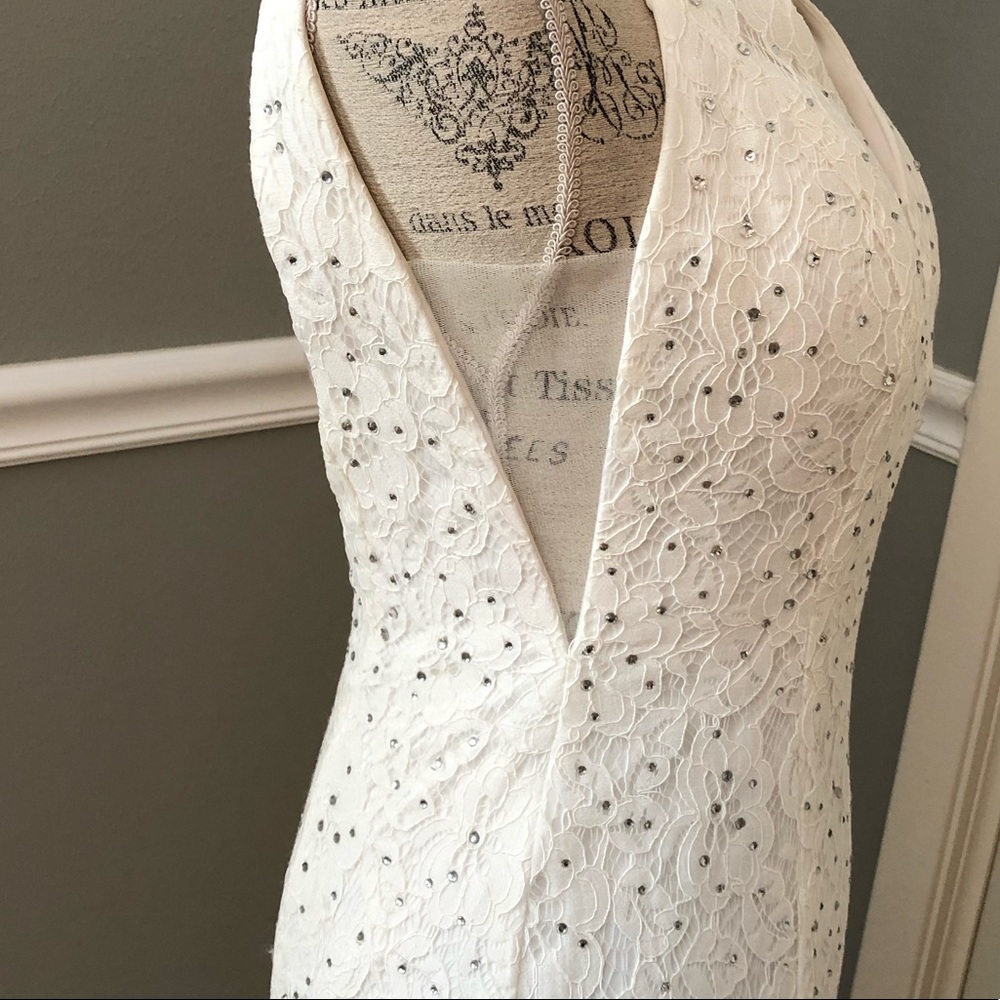 🔴FINAL CLEARANCE NEW ABBY PARIS SZ 2 IVORY LACE BEADED FORMAL EVENING GOWN - Picture 6 of 12